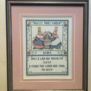 Cross stitch bless this child framed wall decor